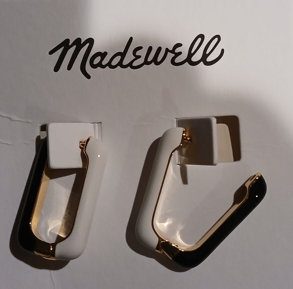 ๐โค๏ธMadewellโค๏ธ Beautiful Antique Cream Colorblock Hoop Earrings โค๏ธ๐ - Picture 5 of 7